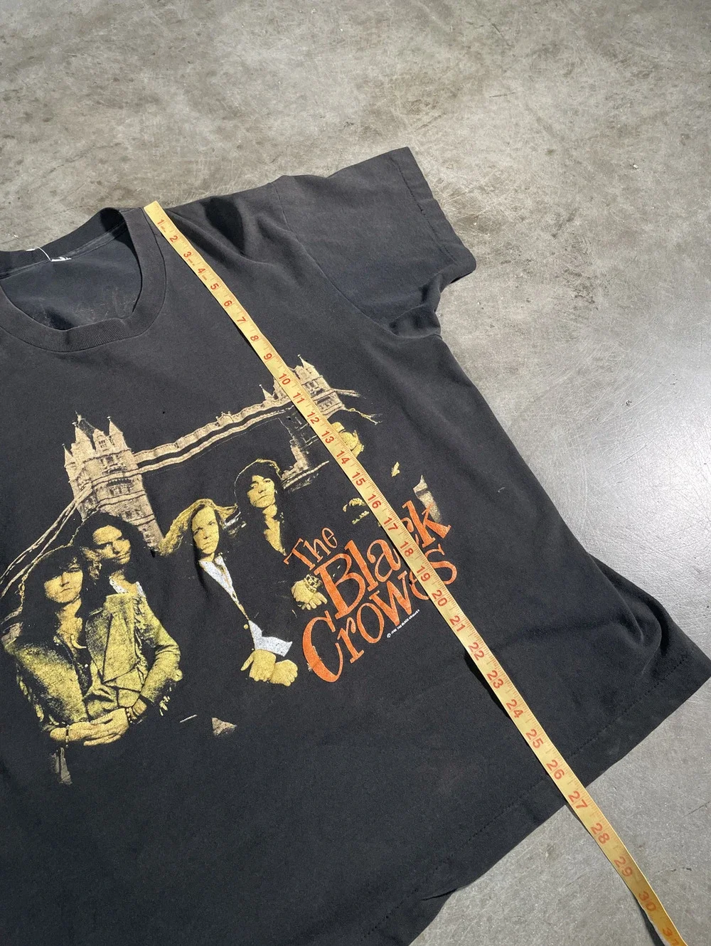 Vintage 90s Black Crows Rock Band Tour Tee 22x27 Faded - Picture 3 of 9